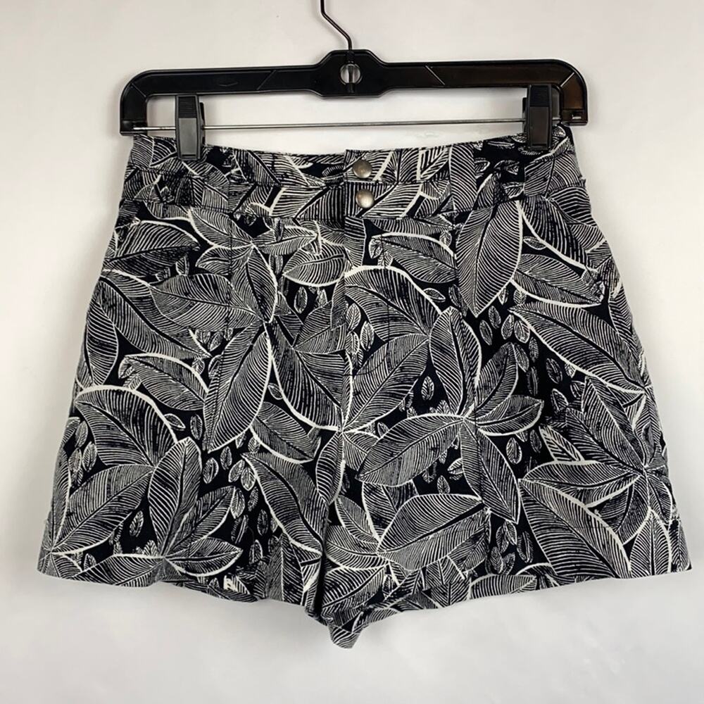 RACHEL Rachel Roy Black & White High Waisted Print Shorts Size 2